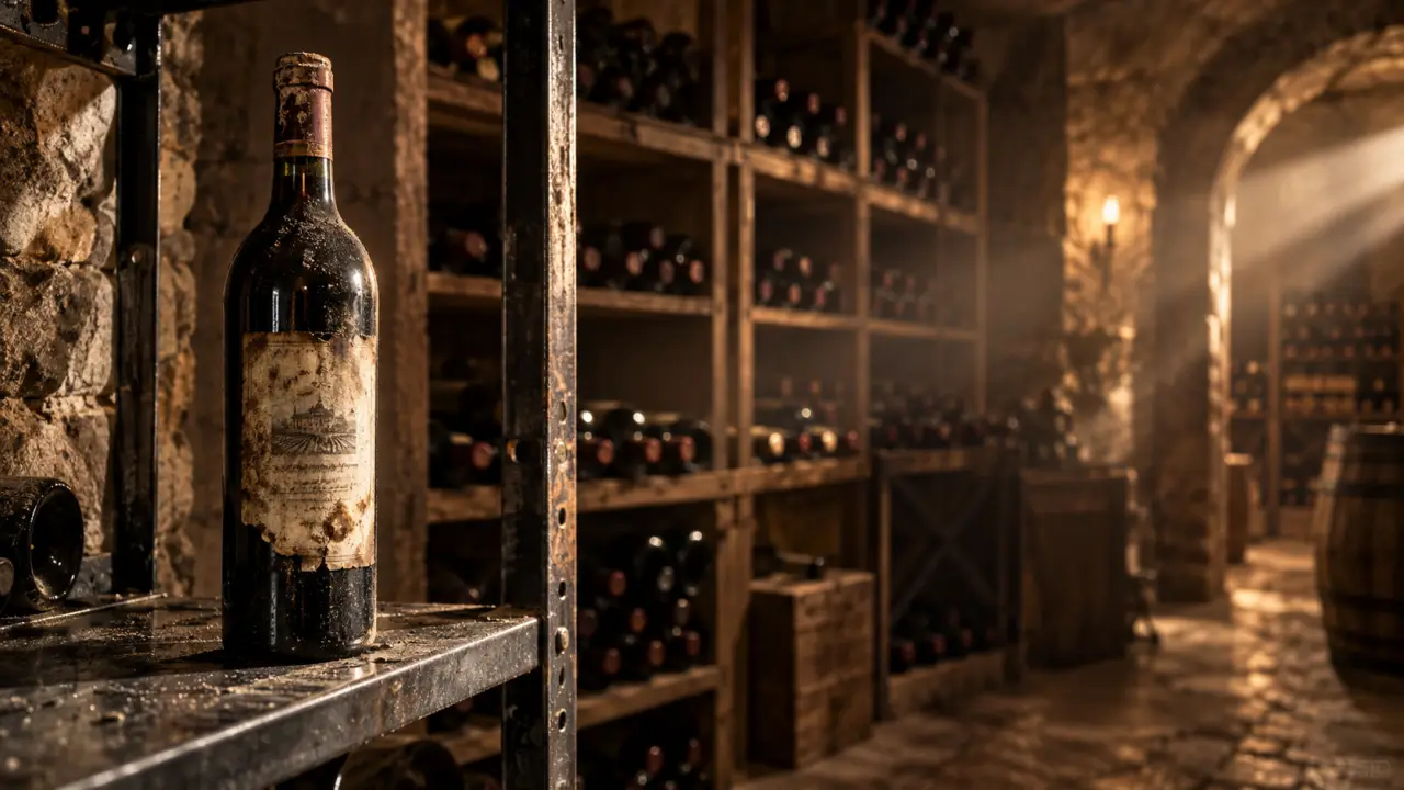 Bouteille de vin rare conservée dans une cave patrimoniale