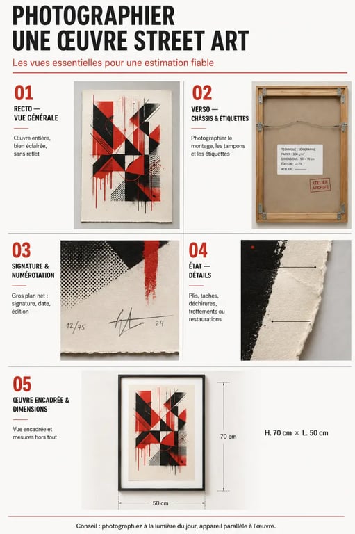 Infographie des photographies nécessaires pour une estimation street art