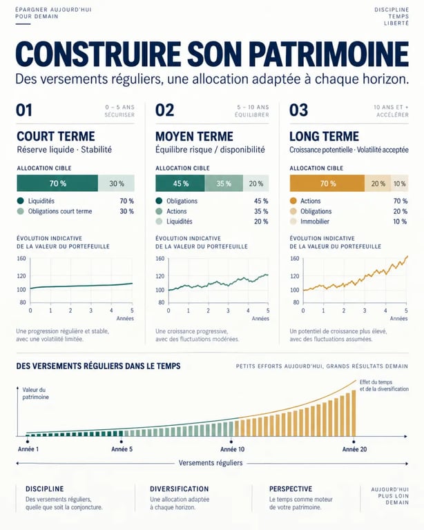 Se constituer un patrimoine selon l'horizon de placement et le niveau de risque