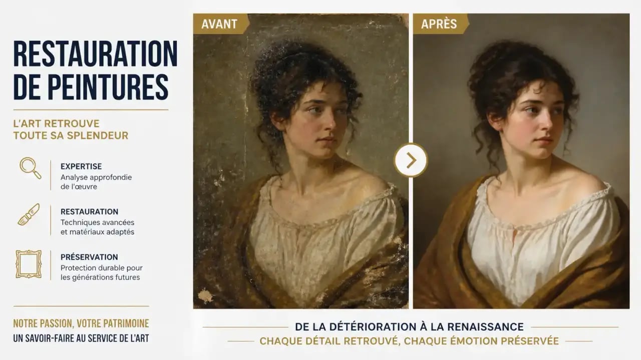 Comparaison avant et après une restauration de tableaux anciens