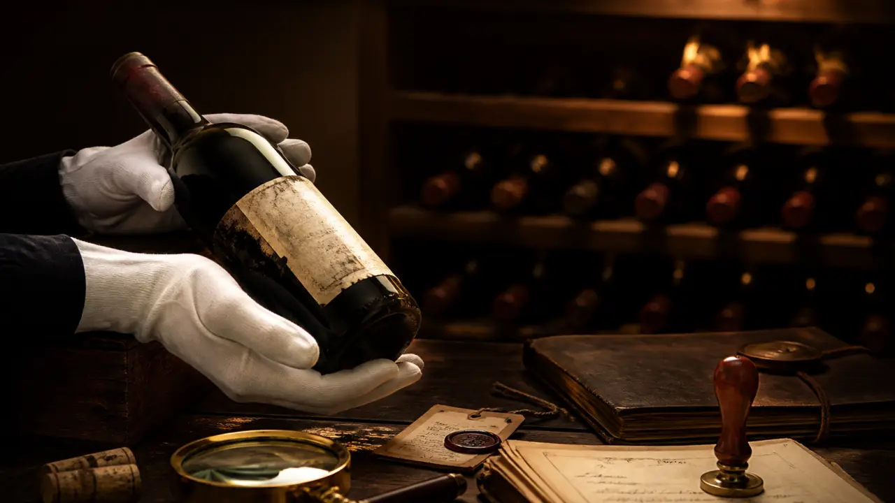 Composition éditoriale autour d'un grand cru rare et d'une toile ancienne