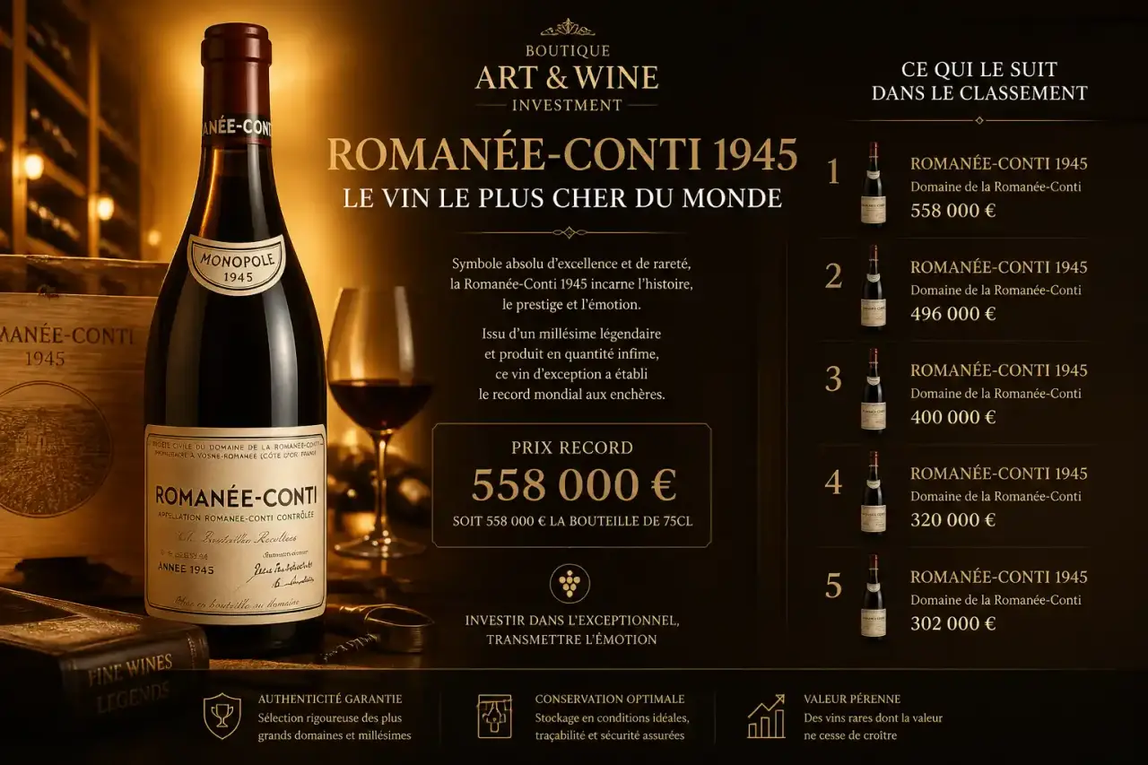 Romanée-Conti 1945 : le vin le plus cher du monde, et ce qui le suit dans le classement