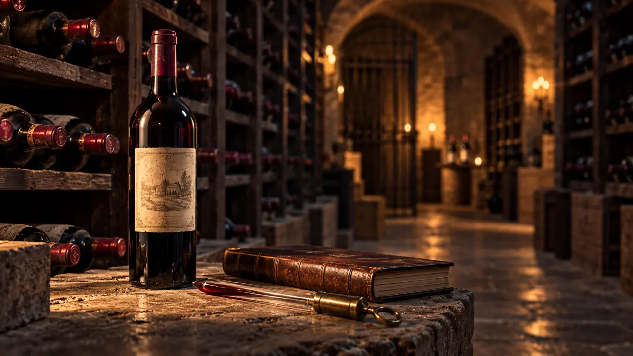 Grand cru millésimé conservé dans une cave sombre et élégante