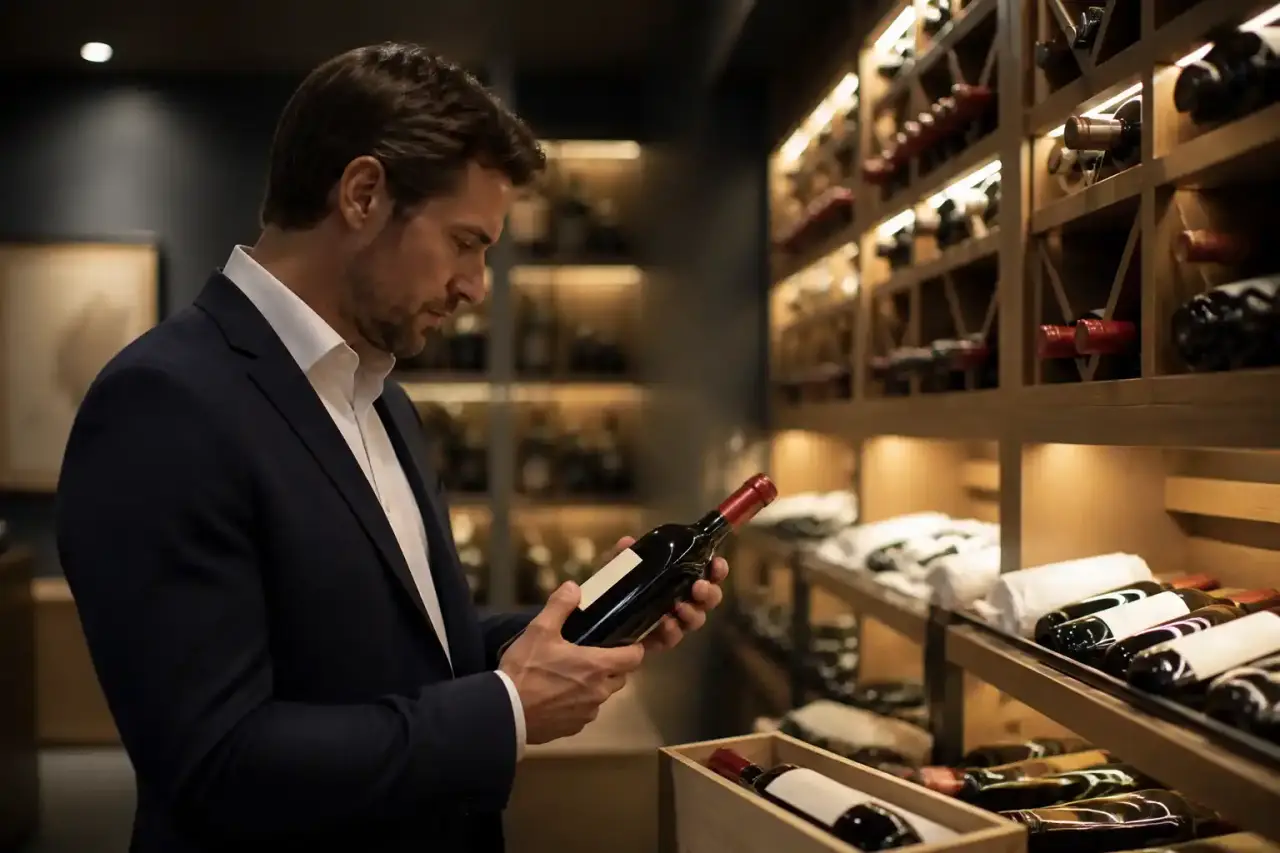 Composition éditoriale autour d'une cave et d'un vin rare