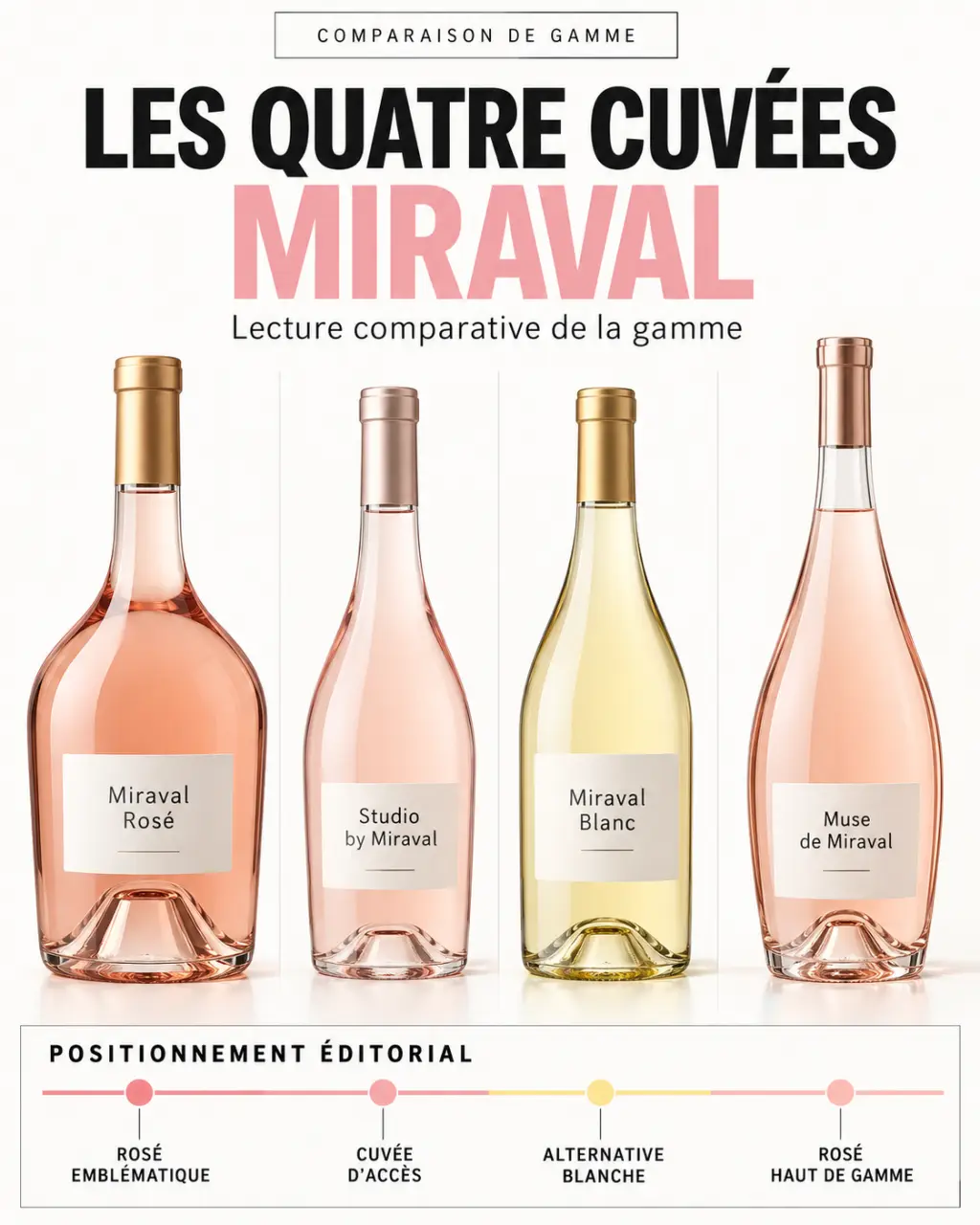 Rosé Brad Pitt : visualisation des quatre cuvées de Miraval